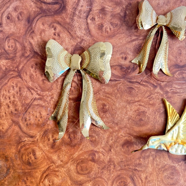 Brass and Metal Hummingbird and Bow Wall Decor- 5 Pieces For Sale - Image 4 of 9