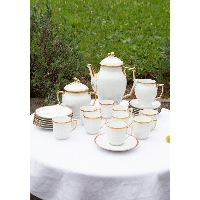 Porcelain Coffee Service for 9 from Rayaud Limoges, 1950s, Set of 23 For Sale - Image 10 of 10