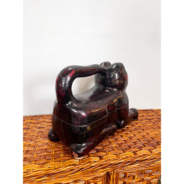 Black Vintage Large Carved Wood Cat Statue For Sale - Image 8 of 10