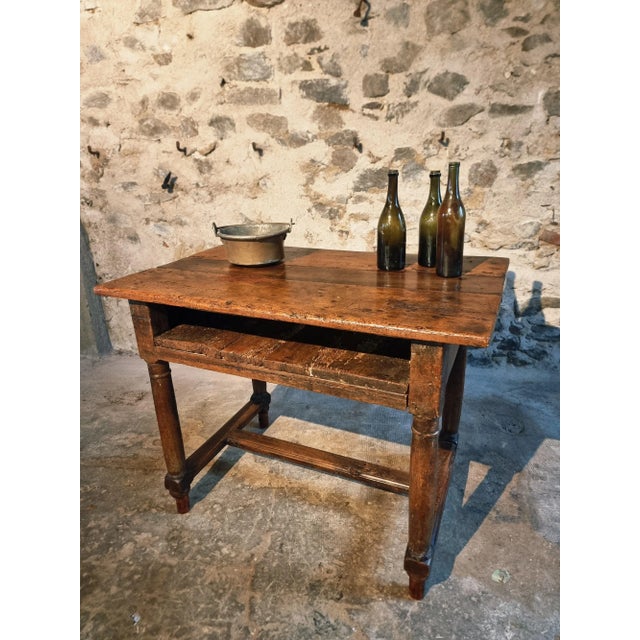 Small Antique Rustic Worktable with Storage For Sale - Image 15 of 18