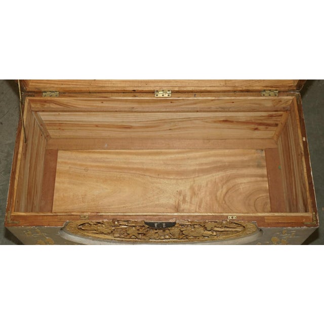 Antique Chinese Export Heavily Carved Camphor Wood Linen Toy Chest, 1920s For Sale - Image 17 of 18