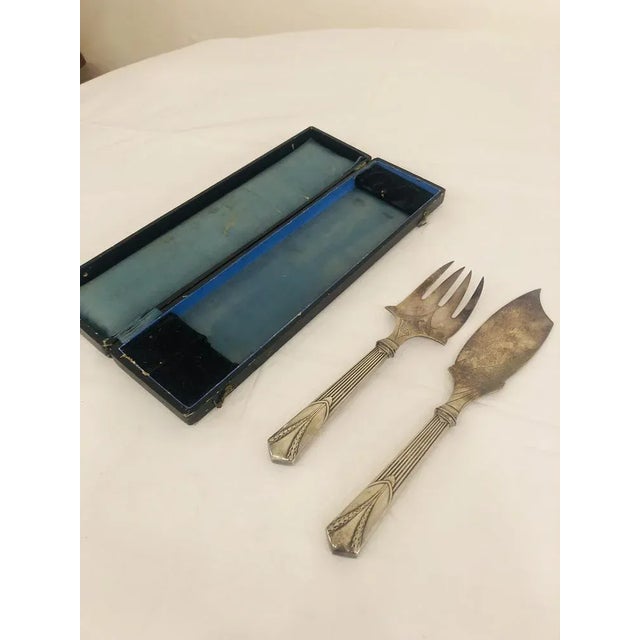 Metal Antique French Art Deco Serving Cutlery, 1920s, Set of 2 For Sale - Image 7 of 9