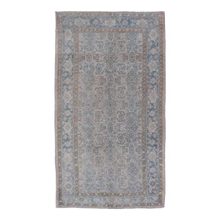 Elegant Antique Bidjar Rug With Subtle Floral Motifs and Soft Blue and Beige Palette For Sale