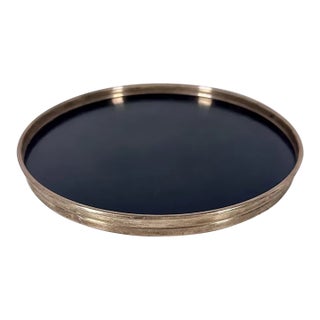 Gorham Sterling Silver Black Lucite Tray c.1950s For Sale