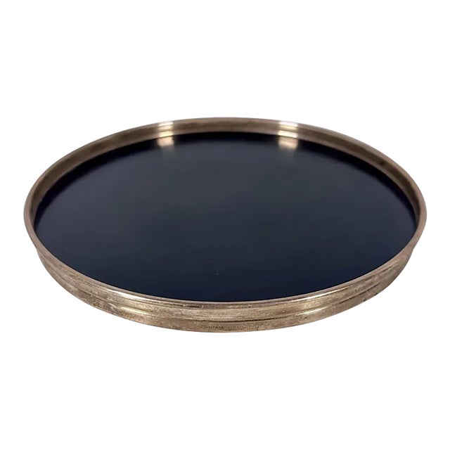 Gorham Sterling Silver Black Lucite Tray c.1950s For Sale