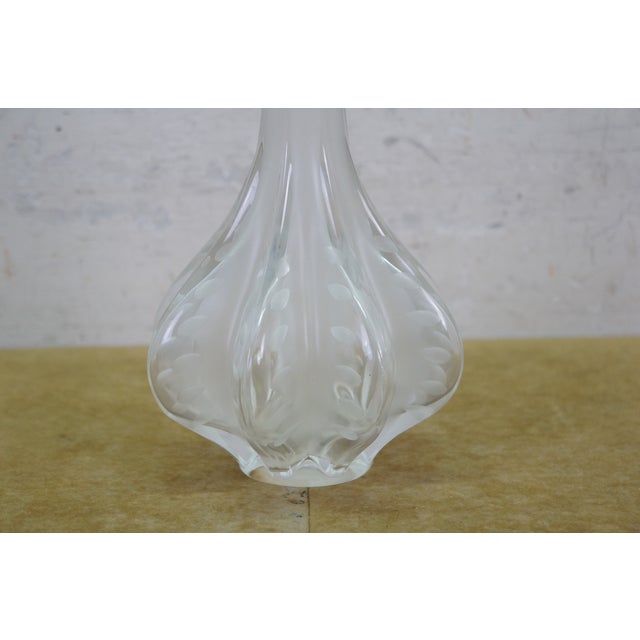 Lalique France Crystal Marie Claude Soliflore Frosted Etched Crystal Vase 14" For Sale - Image 9 of 14