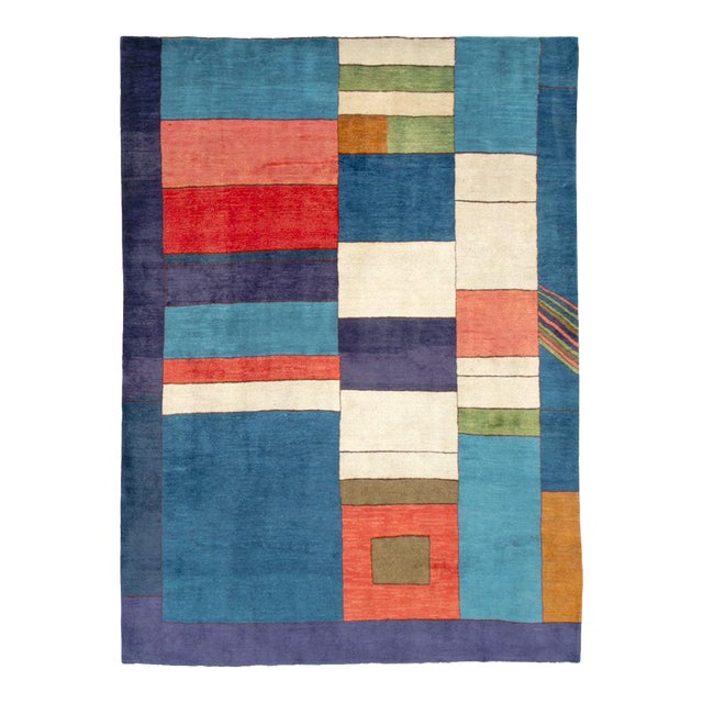 Galerie Shabab Collection Mid-20th Century Persian Mahal Art Deco Rug Inspired by Edward McKnight Kauffer For Sale