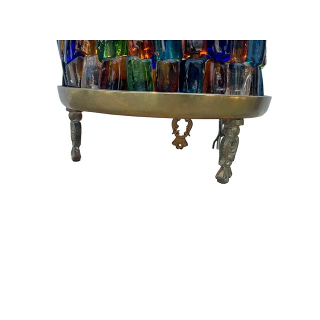 Vintage Hebron Glass Beaded Swag and Brass Lamp/Swag Light For Sale - Image 9 of 12