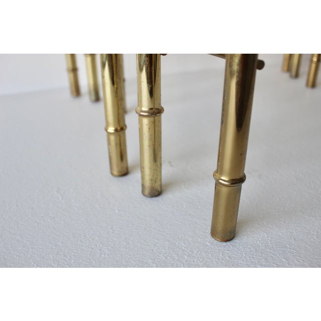 Late 20th Century Vintage Boho Brass Bamboo Nesting Tables - Set of 3 For Sale In Miami - Image 6 of 18