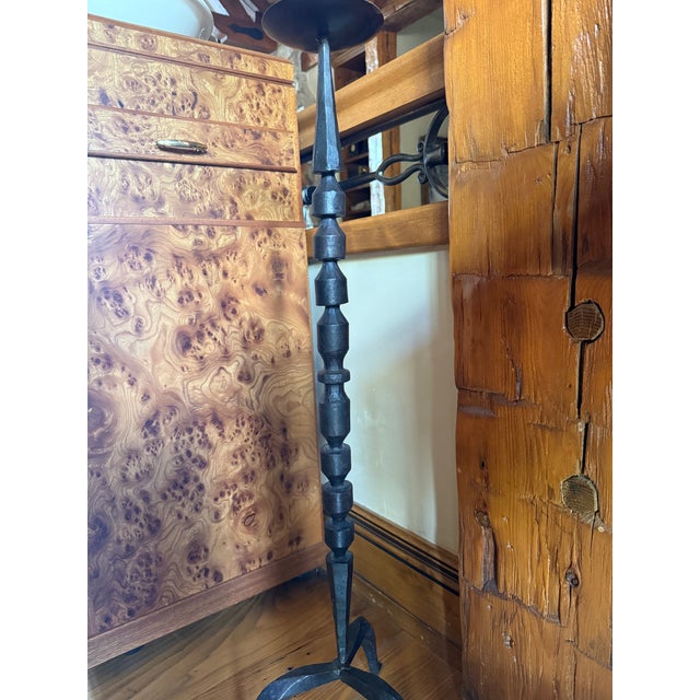 Rustic Hand Forged Brutalist Candle Holder For Sale - Image 3 of 5