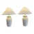 Vintage Palm Beach Postmodern Palm Leaf Off White Lamps New Shades - Pair For Sale