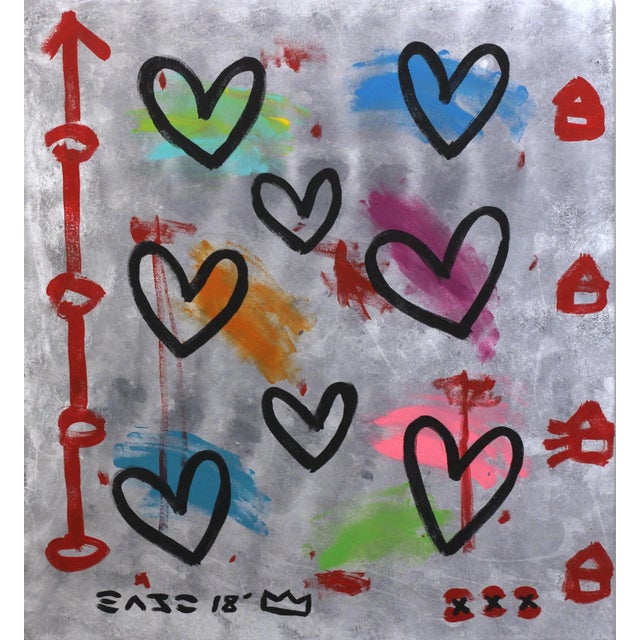 Textile Pop Art "Colorful Hearts" Original Artwork by Gary John For Sale - Image 7 of 7