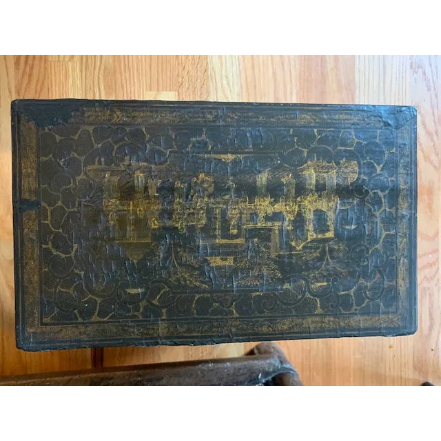 19th Century Chinese Back and Gold Lacquer Collector's Cabinet For Sale - Image 10 of 11