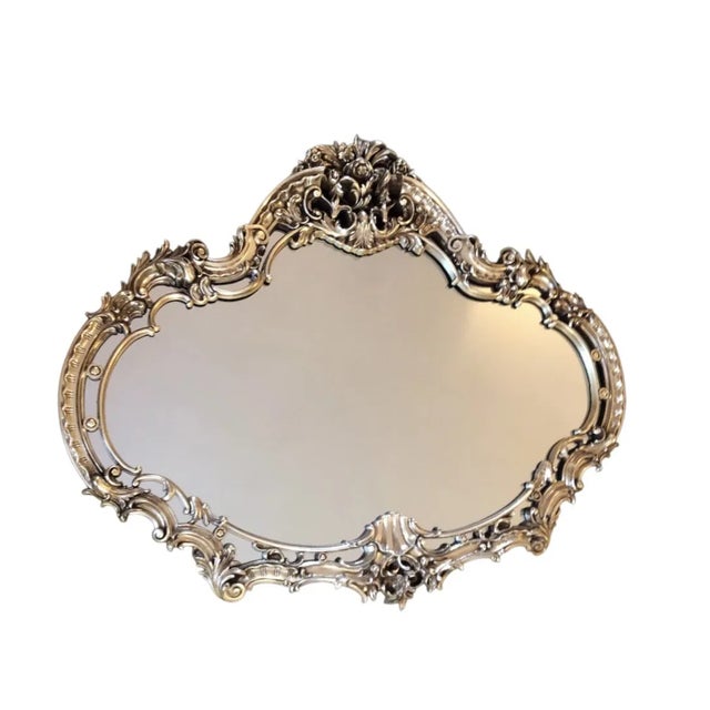 Glass Vintage Ornate Hollywood Regency Gilt Composite Oversized Mirror by Basset For Sale - Image 7 of 11