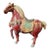 1. **Hand-Painted Ceramic Horse Statue, Red Body, Cream Mane & Tail, Saddle & Bell Accents** For Sale