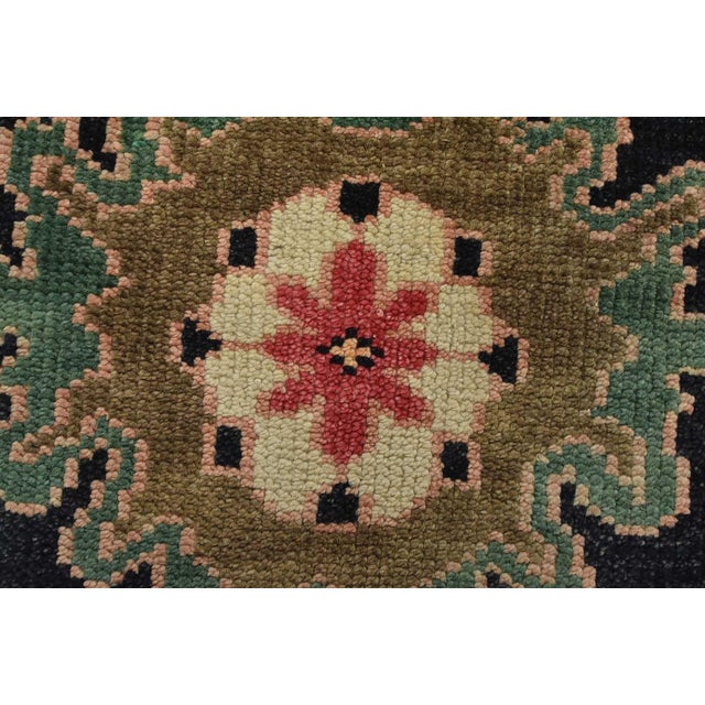 Black Oushak Rug 8’9” X 11’11” Black Wool Traditional Hand-Knotted Oriental Carpet For Sale - Image 8 of 12