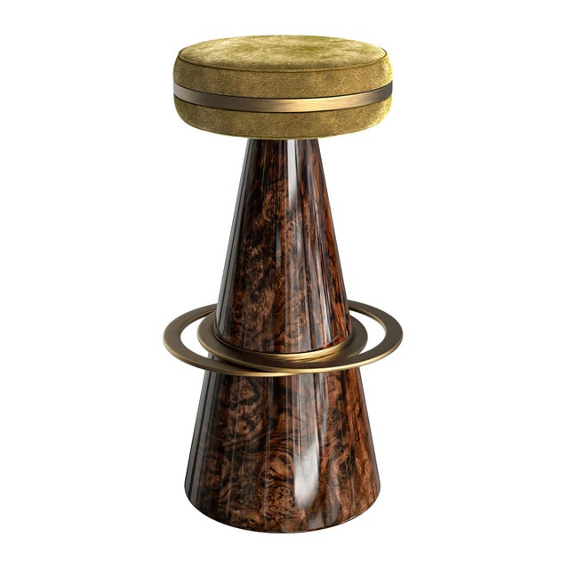"Coraggioso" Barstool With Patina Bronze, Handmade For Sale - Image 4 of 7