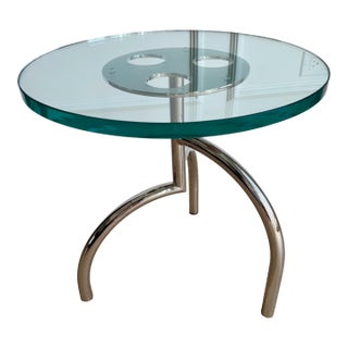 Iconic 1980s Stanley Friedman for Brueton "Spyder" Tripod Martini Table – Polished Stainless Steel For Sale