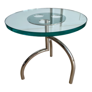 Iconic 1980s Stanley Friedman for Brueton "Spyder" Tripod Martini Table – Polished Stainless Steel
