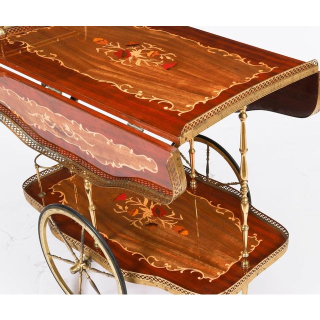 Mid-Century Italian Marquetry Drinks Trolley, Sorrento, 1960s For Sale - Image 16 of 18