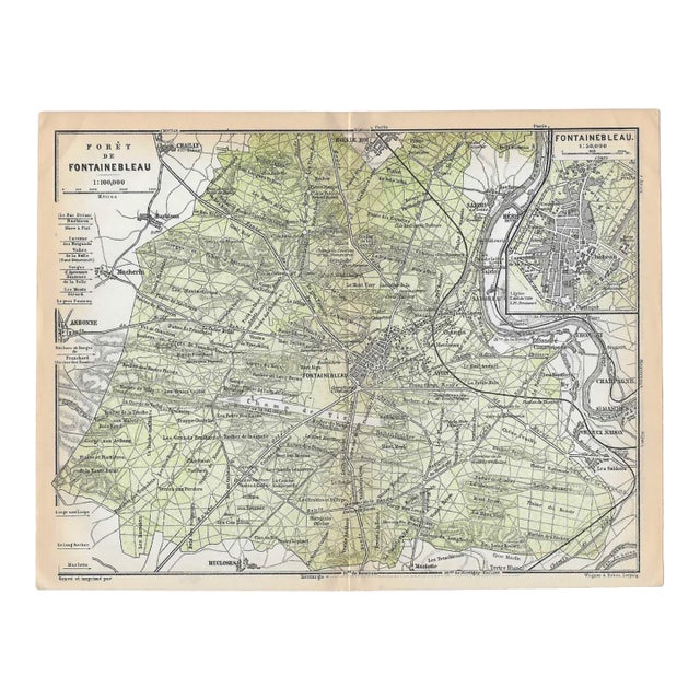 Antique Forest of Fontainebleau French Map For Sale