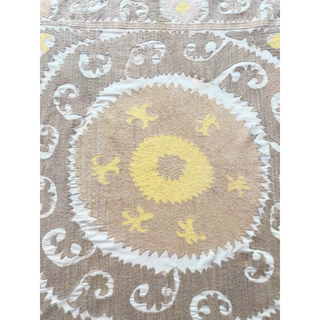 Hand-Embroidered Vintage Suzani from Central Asian, circa mid-1960s. Dimension; 49'' x 50'' inches / 125 x 128 cm / 4'1''...