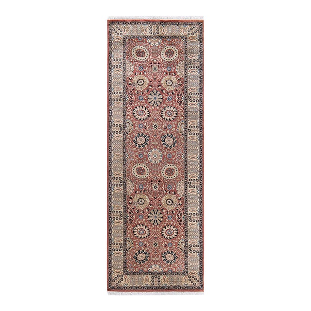 Mogul, One-of-a-Kind Hand-Knotted Runner Rug - Pink, 3' 2" x 8' 10" For Sale