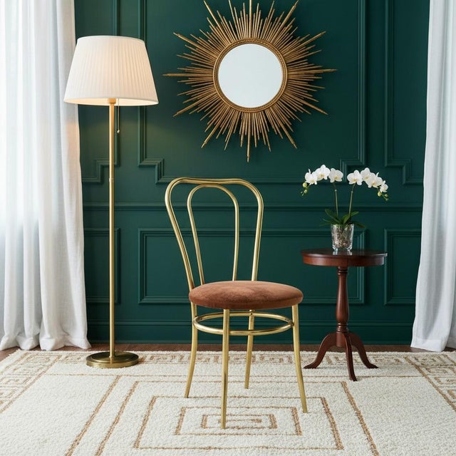 This striking vintage side chair is crafted in the elegant Thonet style and made in Italy, showcasing timeless European...