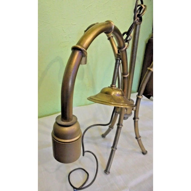 French 1940's French Hollywood Regency Brass Faux Bamboo Chandelier in the Style of Bagues For Sale - Image 3 of 6