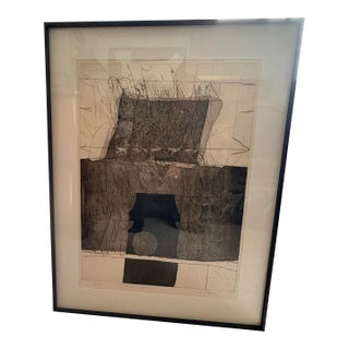 Mid-Century Black & White Geometric Abstract Painting, by Artist Scunio, 31.25” H X 24.25” W For Sale