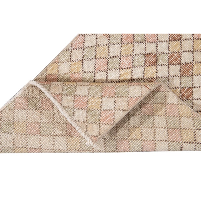 Art Deco Mid-20th Century Vintage Art Deco Wool Runner 1'07" X 5". For Sale - Image 3 of 12