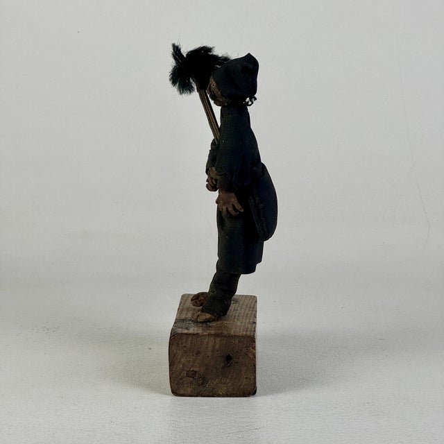 Early 20th Century Primitive "The Chimney Sweeper" Clay Figure on Stand For Sale - Image 9 of 10