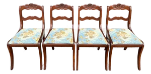 1950s Willett Duncan Phyfe Solid Cherry Rose Medallion Dining Chairs - Set of 4