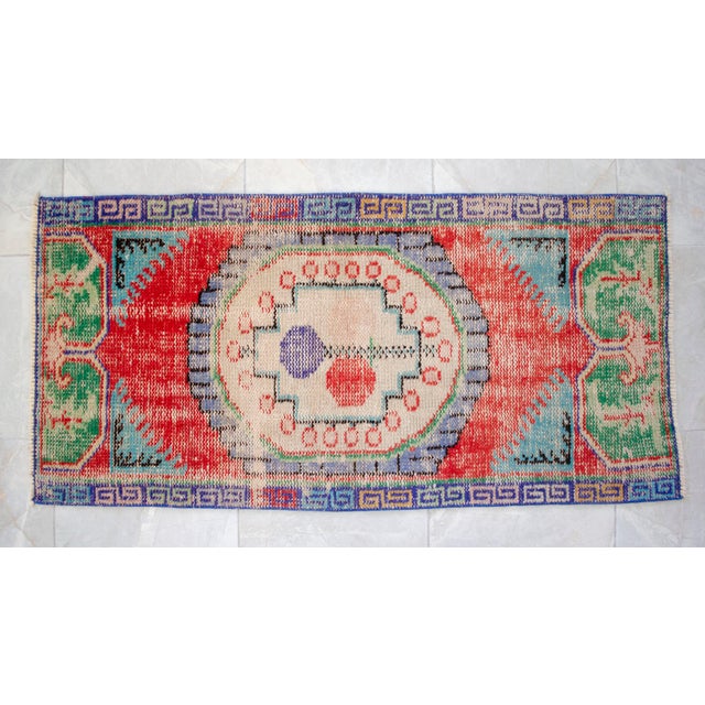 1980s Hand Knotted Turkish Rug. Floral Colorful Small Area Rug, Bath Mat, Kitchen Decor 2'2" X 4'5" For Sale - Image 13 of 13