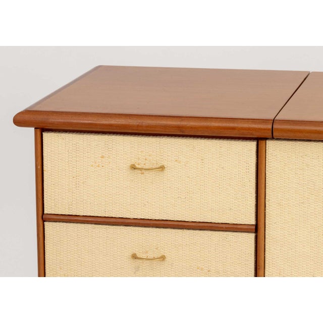 Gabriella Crespi Style Vintage Wicker and Walnut Tv Cabinet For Sale - Image 10 of 12