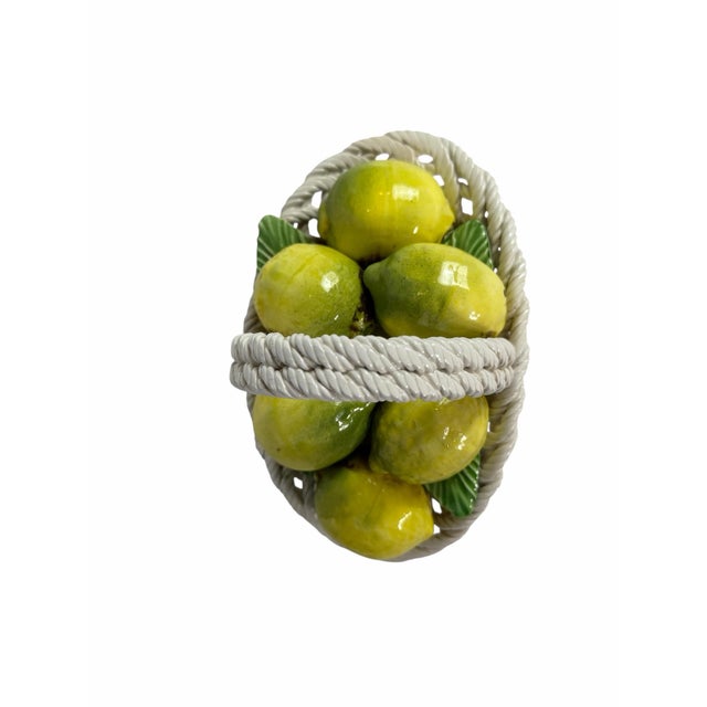 Vintage 1960s Italian Majolica Ceramic Lemon Basket With Handle For Sale - Image 9 of 12