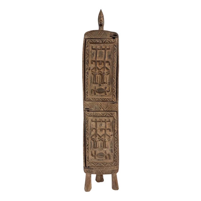 Large Vintage Unique Dogon Hand Carved Wooden Box Mali 25" H For Sale