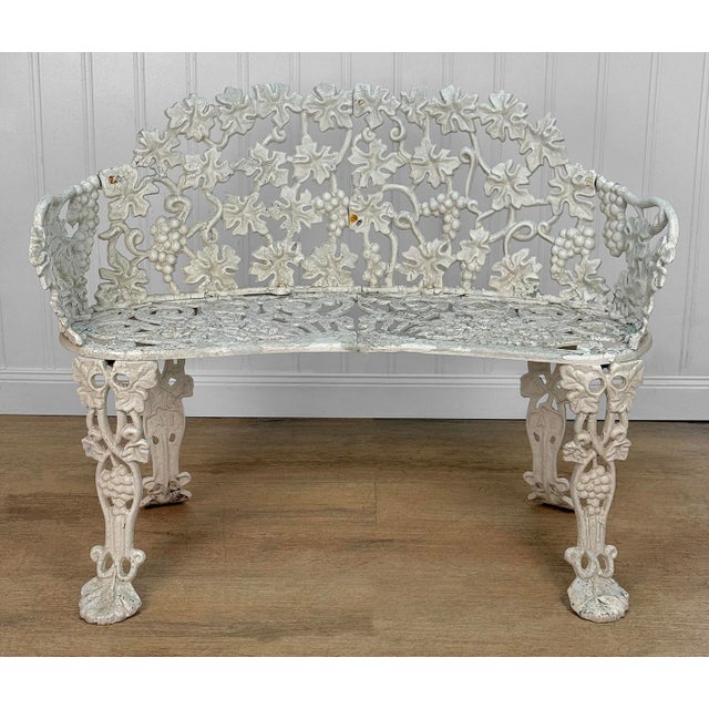 1970s Vintage Victorian Wrought Iron Grapevine Outdoor Garden Bench For Sale - Image 5 of 10