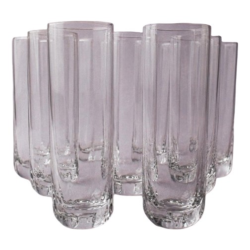 Vintage Octagonal Murano Drinking Glasses, 1980s, Set of 9 For Sale