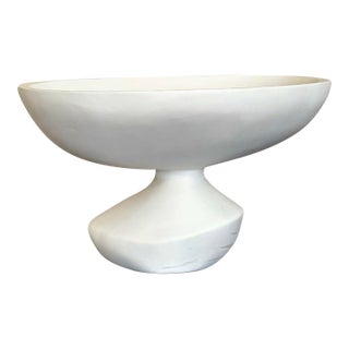 Global Views Sculptural Matte White Ceramic Pedestal Bowl For Sale