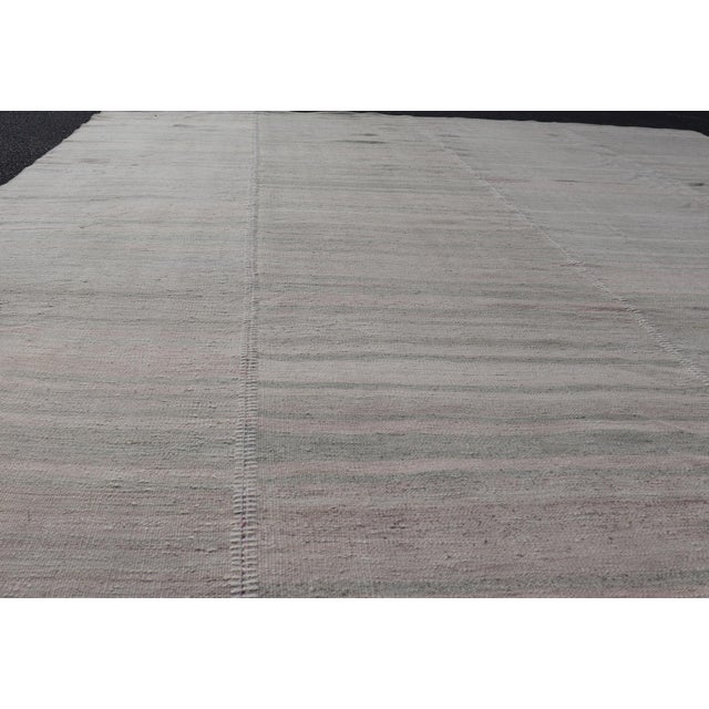Vintage Turkish Kilim With Soft Gray, Sage, and Faded Rose Panel Design For Sale - Image 4 of 12