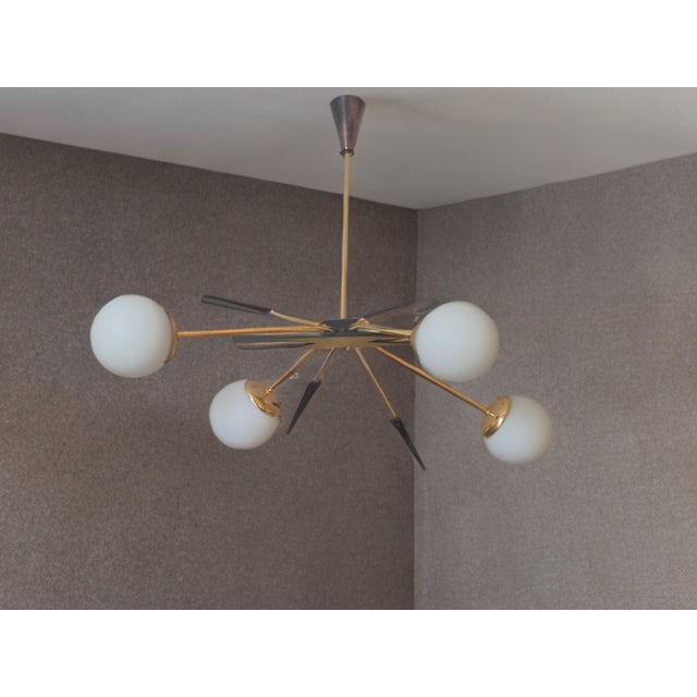 1950s Mid-Century French 4-Light Chandelier, 1950s For Sale - Image 5 of 10