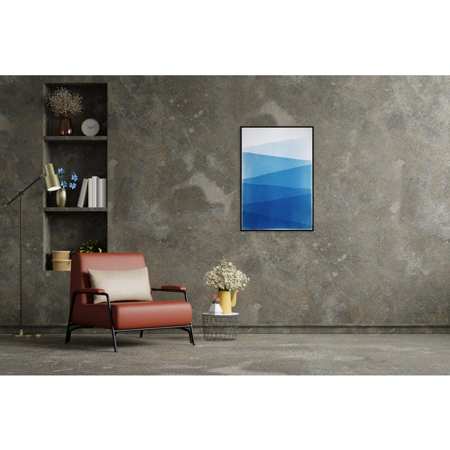 Contemporary 2026, Minimalist Abstract Landscape, Blue Mountains, Handmade Cyanotype Monotype on Watercolor Paper by Kind of Cyan For Sale - Image 3 of 8
