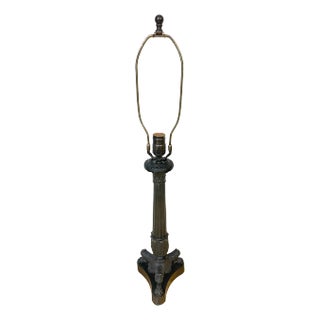 Charles X Style Patinated Bronze Paw Footed Candlestick Lamp For Sale