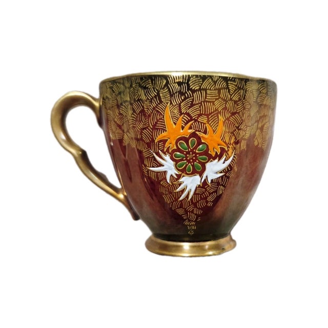 Asian Carlton Ware Rouge Royale Demitasse Cup & Saucer - Style 1582- Hand-Painted Rare For Sale - Image 3 of 5
