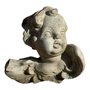 Cast Stone Cherub Angel Head With Wings Garden Ornament Wall Hanging