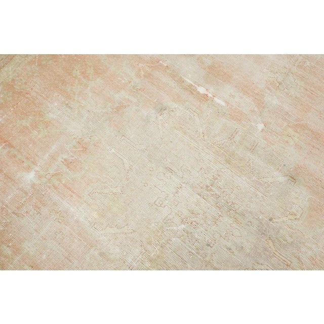 Textile Antique Zabihi Collection Worn Soft Peach Oushak Rug For Sale - Image 7 of 11