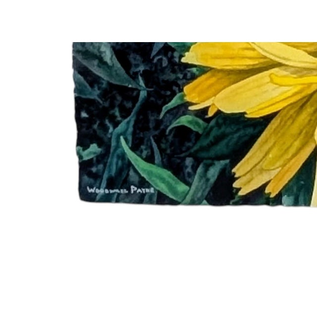 American 1980s Woodward Payne (B. 1935) Original Framed Watercolor of Black Eyed Susan Flowers For Sale - Image 3 of 11