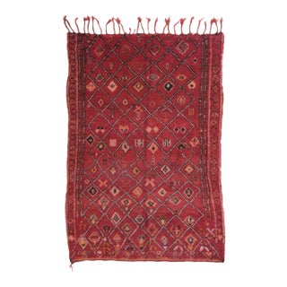 1980's Moroccan Red Tribal Wool Rug - 8.9 X 6.2 Ft For Sale