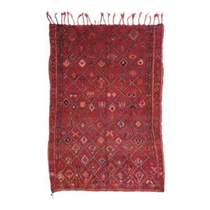 1980's Moroccan Red Tribal Wool Rug - 8.9 X 6.2 Ft
